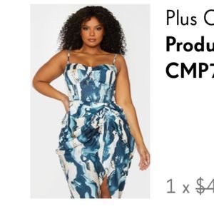 Plus Cream Marble Print Structured Corset Top and skirt